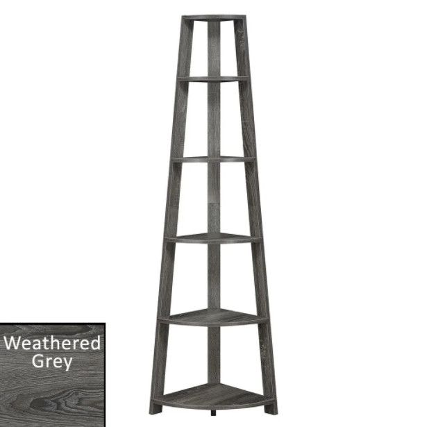 Corner Bookshelf Storage Bookcase Shelf Display Rack Stand Ladder Tall Open New