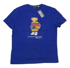 Polo Ralph Lauren Men's Royal Blue Polo Bear Graphic Print Crew-Neck T-Shirt