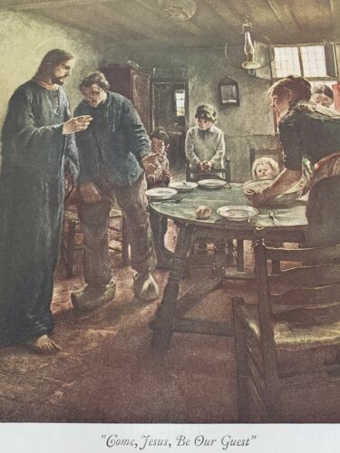 Come Jesus Be Our Quest By Fritz Von Uhde 1925 Copyright Pic Review - Picture 3 of 5