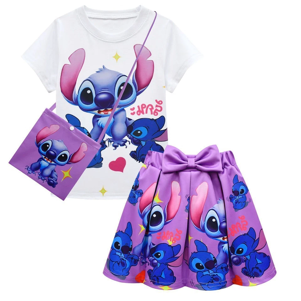 Mädchen Lilo Stitch Kostüm T-Shirt Top Plissee Rock Outfit Party Fancy Kleid DE - Bild 3 von 4
