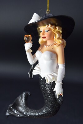 DECEMBER DIAMONDS LADY CHABLIS ORNAMENT 7'' TALL MERMAID BIG HAT CHAMPAGNE