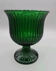 EO Brody Co Emerald Green Ribbed Depression Glass vase/compote