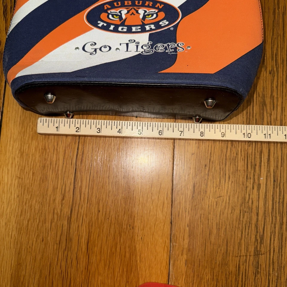 Auburn Tigers Team Logo Women's Fashion Purse w/ Handle Orange Blue White - Image 2 of 4