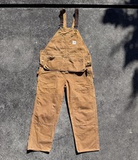 Vintage 60s Carhartt Brown Bib Overalls W/Nail Apron Carpenter Duck R28 44x32
