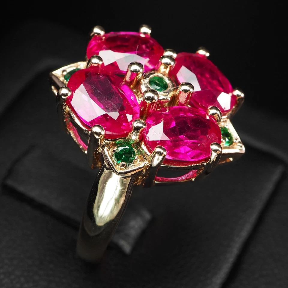 Luxurious Blood Red Ruby Oval 5.90Ct 925 Sterling Silver Rose Gold Rings Size 6 Foto 3 de 4