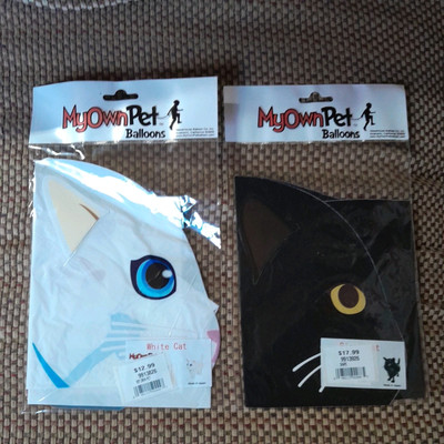 Lot of 2 My Own Pet Balloons 1 Balck & 1 White Cat  Balloon J2 New