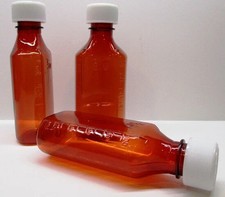 400 LOT Medicine Plastic Graduated Oval Amber Bottles/Caps 4 OZ USA Ship
