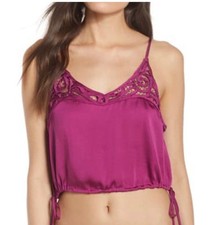 NWT Free People Intimately Purple Lace Crochet Cami Crop Top Womens S
