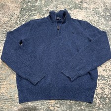 Polo Ralph Lauren Mens Medium Blue 1/4 Zip Pullover Sweater Knit Pony
