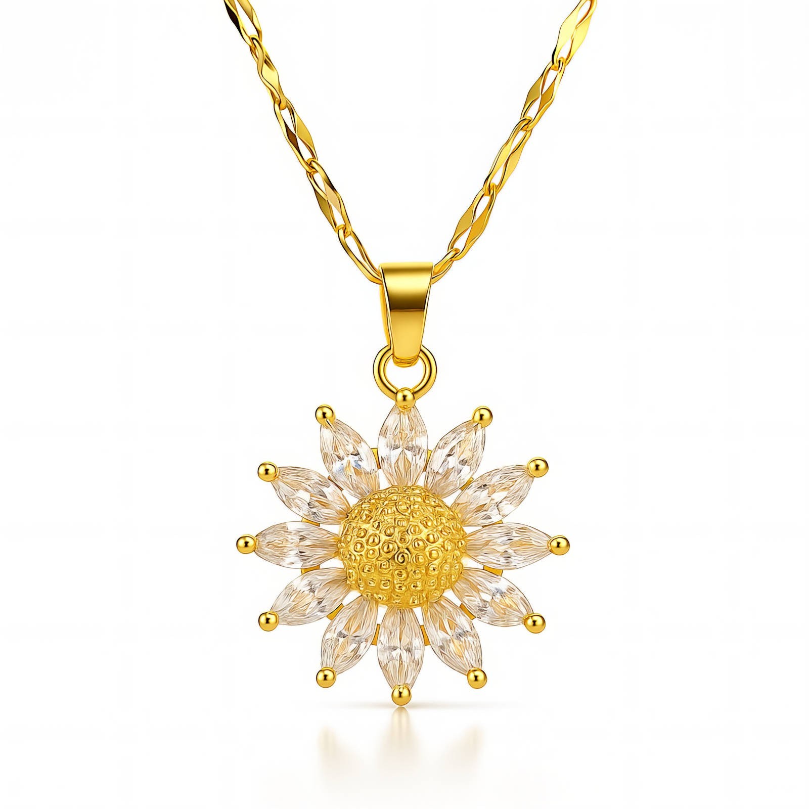Collier Fleur en acier plaqué or 18 carats pour femme - Bijou floral élégant glozzo