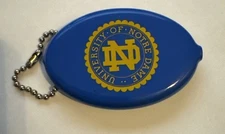 Vintage QUIKOIN Rubber coin Holder Change Purse University Of Notre Dame Blue