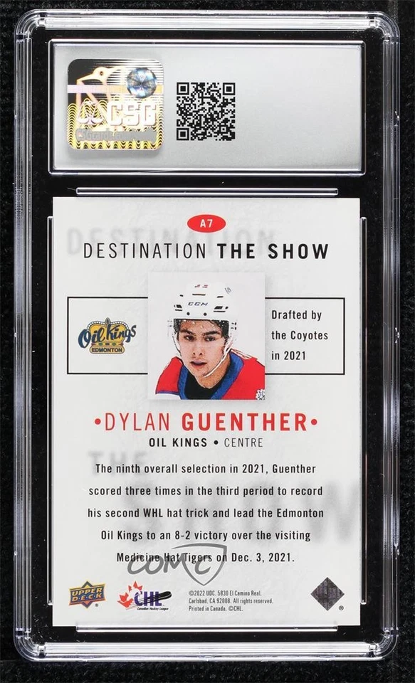 2021-22 Upper Deck CHL Achievements Dylan Guenther #A7 CSG 9 Mint - Image 2 of 2