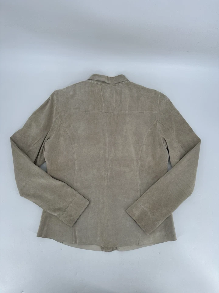 Camisa a presión Harold's de gamuza de cuero tostado negra bordada de colección para mujer talla mediana Foto 3 de 4