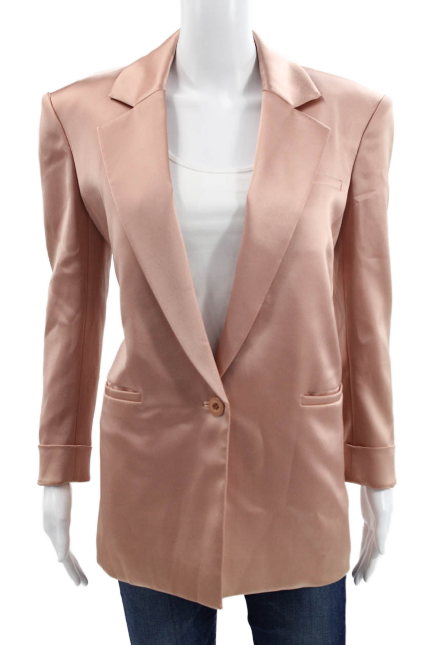 Alice + Olivia Women Pink Triacetate Long Sleeve Blazer Button Closure Size 0Free Shipping in US $100+ Orders | $6.95 Orders Below