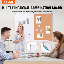 48"x 36" Whiteboard  Cork Board Combo with Aluminum Frame   2-in-1 Magnetic Dr