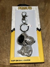 Snoopy Peanuts Bling Pave 3D Crystal Rhinestone Keychain/Bag Charm NEW IN BOX