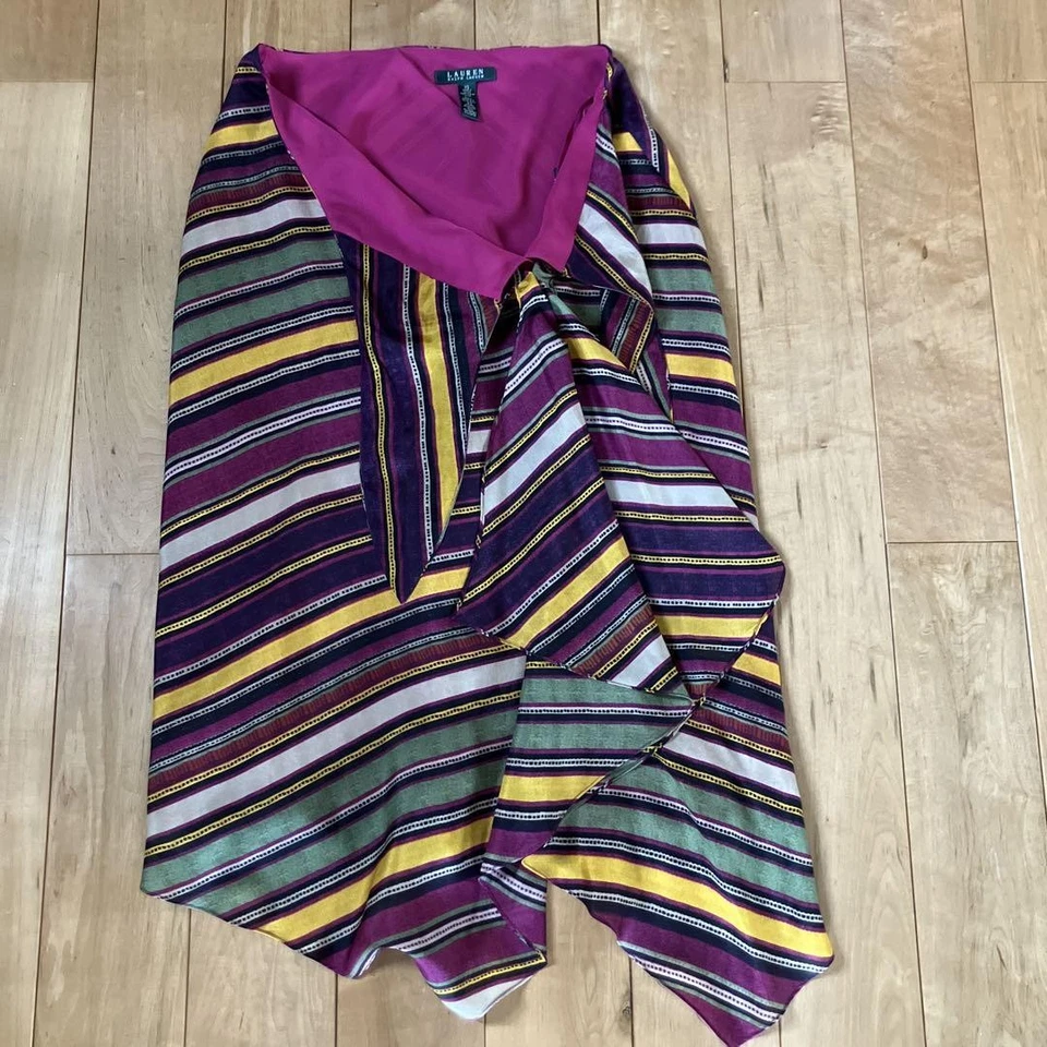 Falda envolvente a rayas de seda forrada multicolor XS Lauren Ralph Lauren sin usar Foto 3 de 4