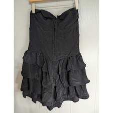 Forever 21 Short ruffle strapless Black Dress womens XL corset style front NWT