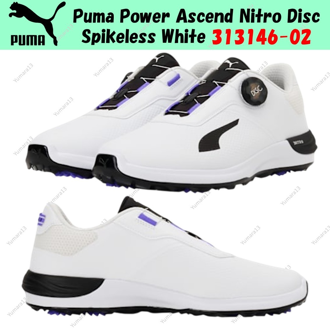 Puma Power Ascend Nitro Disc Spikeless White 313146-02 Men's Size