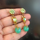 Boho Turquoise Dangle Earrings Vintage Sparkly Iridescent Festival Gypsy Glam