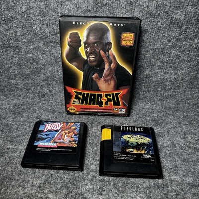 Sega GENESIS Game Lot of 3 SHAQ-FU, Bubsy, Populous TESTED WORKING