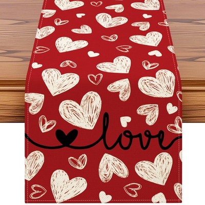 Artscope Red Love Hearts Valentine's Day Table Runner, 13'' x 90'', 