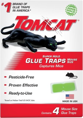 Tomcat Super Hold Glue Traps Mouse Size, Contains 4 Traps - Captures Mice..