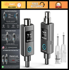 Wireless XLR Transmitter Receiver, Mic Adapter, UHF 230ft Range, 30 Channels, Bl