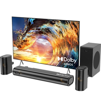 4.1ch Sound Bar with Dolby Atmos, 300W Sound Bar for TV with Subwoofer, 2 Fro...