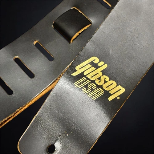 Gibson Genuine Leather Guitar Strap Black Classic Adjustable Comfort D533