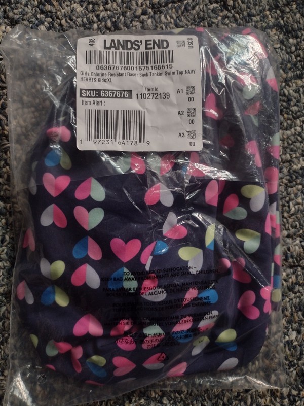 Lands End New Girls XL Racerback Tankini Swim Top And Shorts  Set