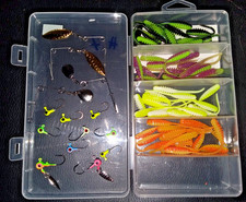 #7VANZ BADAZZ Crappie BAIT 60pcs 2" Zippers with 10 jigs FOUR spinners  FREE Box