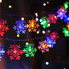 Christmas Lights Multicolor 20 FT 40 LED Multi Colored Snowflake String Lights B