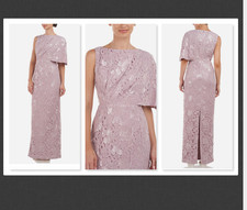 JS Collections Arabella Sequin Guipure Lace Pleated Gown in Amethys Sz 4 B741