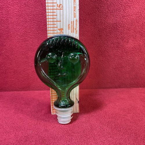 Vintage Kosta Boda Erik Hoglund Green Glass Person Face Cork Only No Bottle - Picture 15 of 15