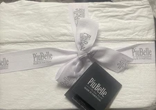 Piu Belle Fine Linens Made in Portugal Cotton Percale Sheet Set Gold Stitch King