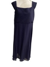 jacques vert Navy Chiffon Monique Dress S22 Length 47” Away