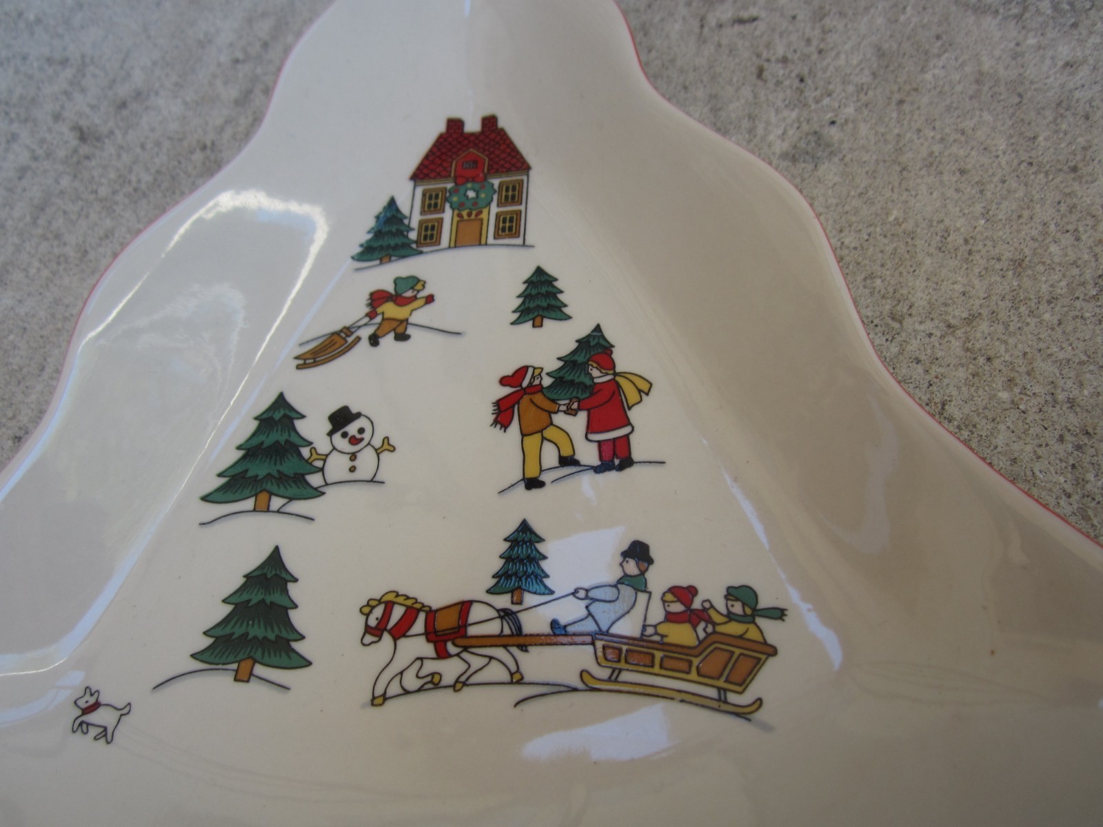 VTG 1987 Jamestown China The Joy Of Christmas Tree Shaped Dish Tray Bowl Trinket