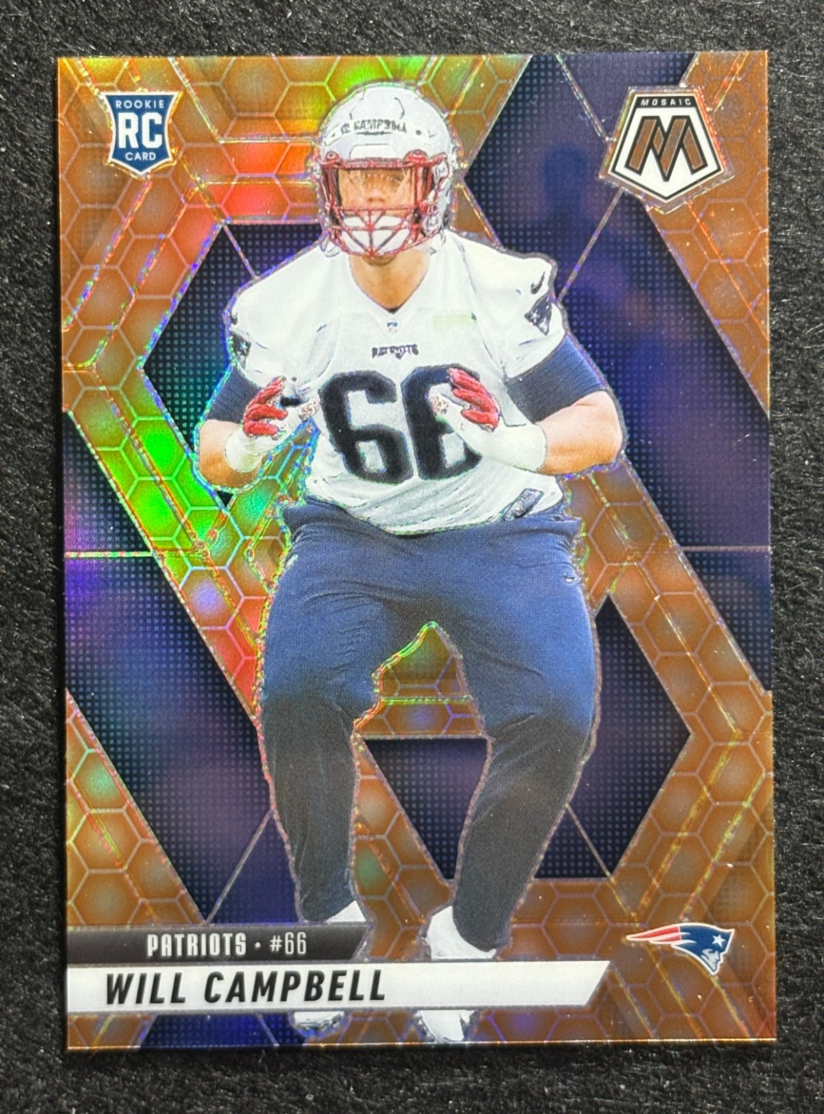 2025 Panini Mosaic Will Campbell RC Honeycomb SSP New England Patriots No. 378 !