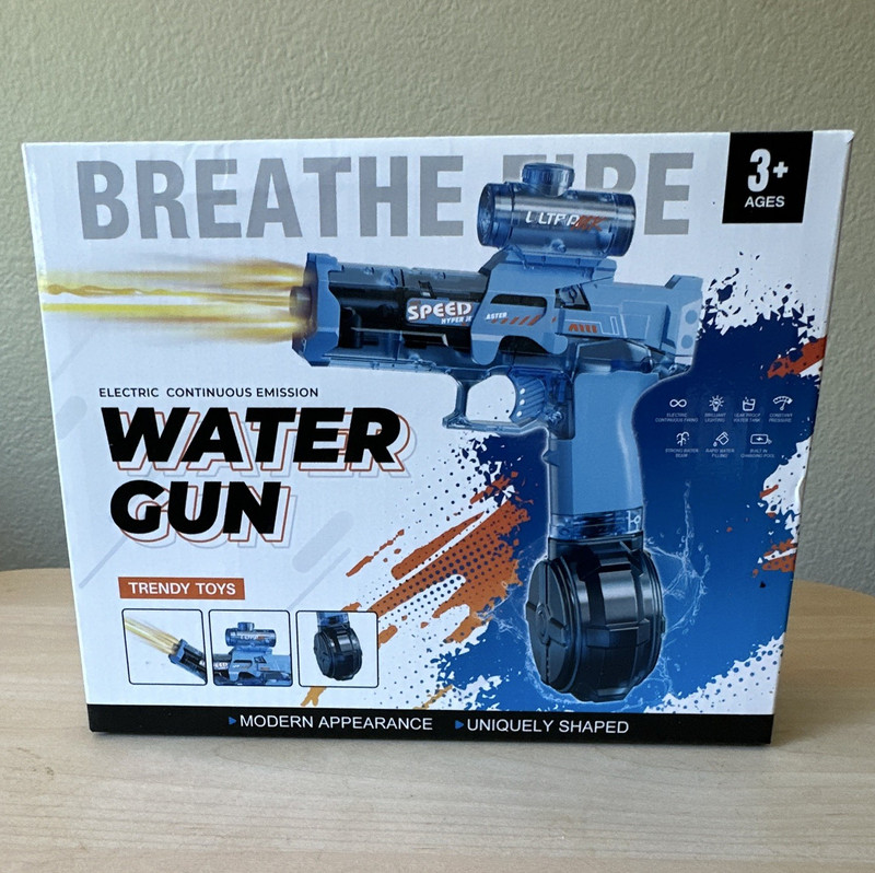Electric Continuous Emission Water Gun Squirt Toy Age 3-4 Blue NO.518-55A-1