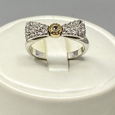 Henri Bendel Bow Coctail Ring Henri Bendel Two Tone Swarovski Crystals Pave 6.5