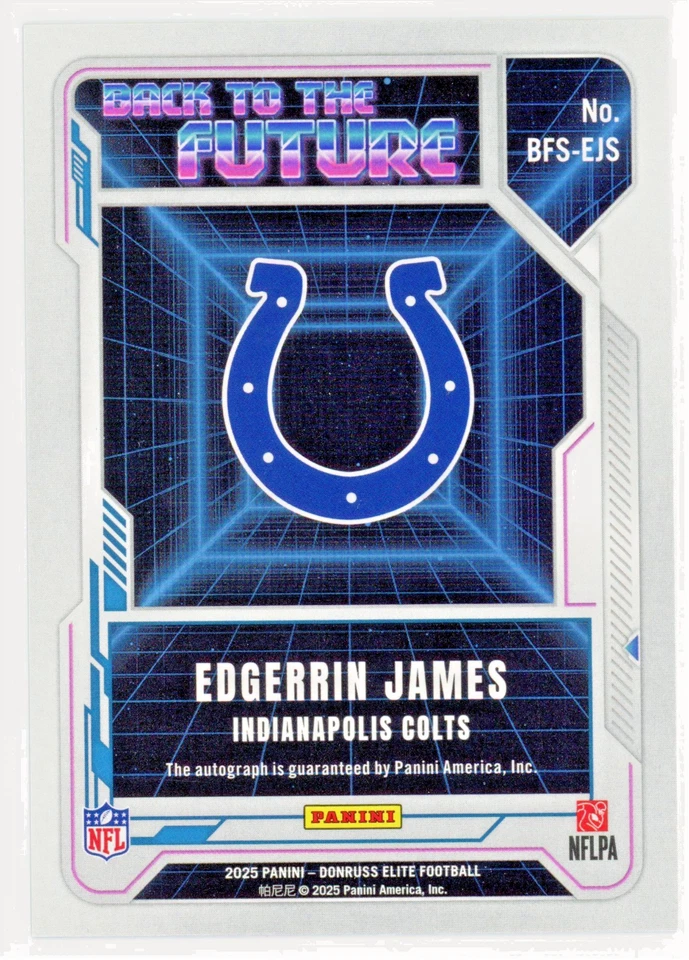 Donruss Elite Regreso al Futuro 2025 Edgerrin James #BFS-EJS Autógrafo 1/1 Foto 2 de 2