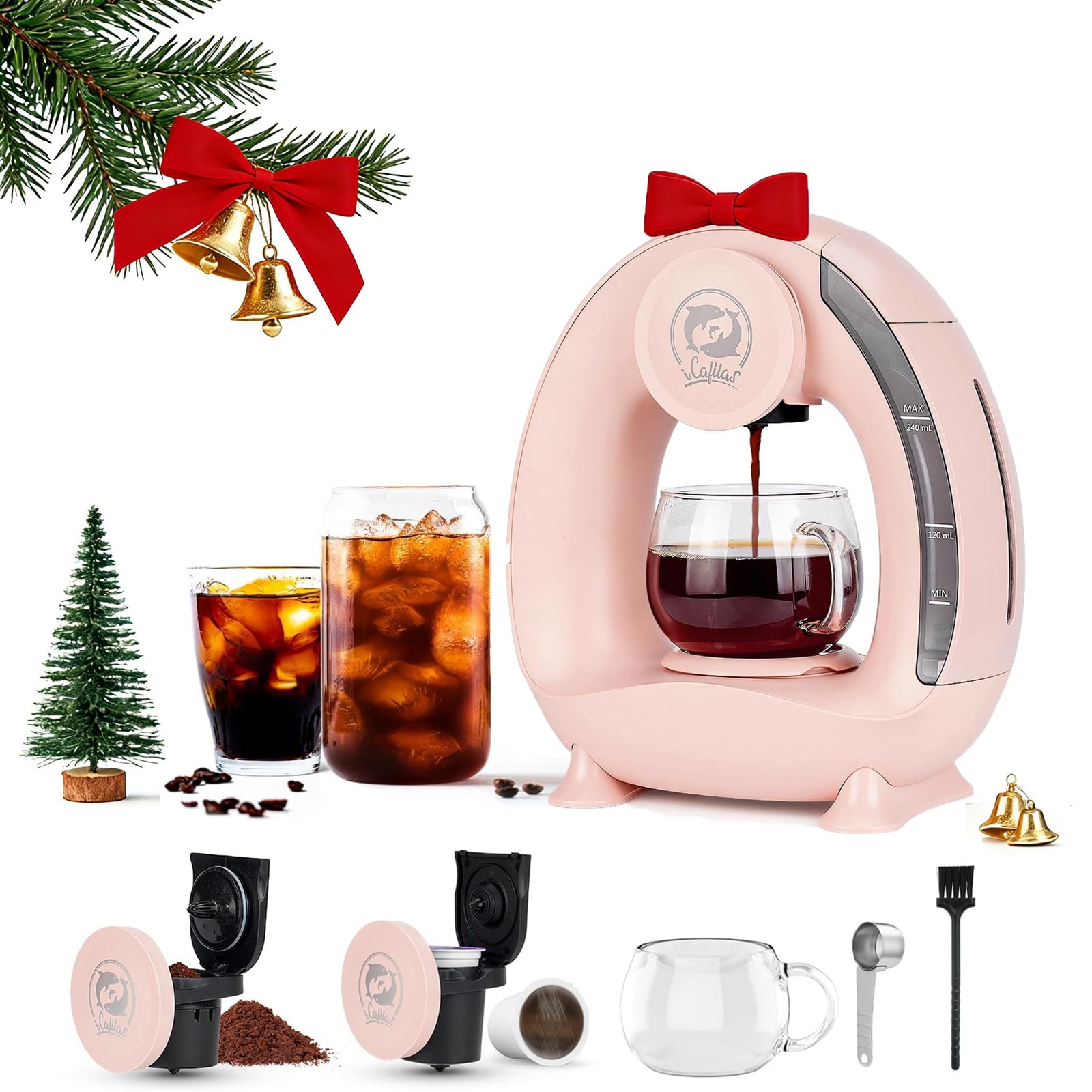 Single Serve Coffee Maker,Fast Brew in 2 minutes,Stylish＆Compact Design,MINI ...