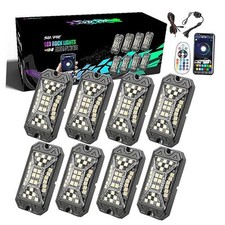 8 Pods RGBW Rock Lights Full Beam Angle, 30 High Power Chips, Aluminium 8Pcs