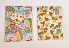Vtg Strawberry Shortcake American Greetings Flat Wrapping Paper/Gift Wrap X2 New