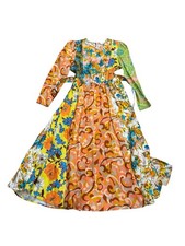 ZIMMERMANN Dress ESTELLE SPLICED Floral Patchwork Green White Blue Mini Midi 3