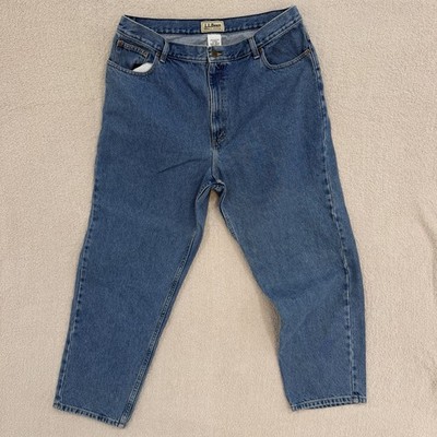 LL Bean Original Fit Womens 20 Reg Jeans High Rise Tapered Mom 100% Cotton Blue