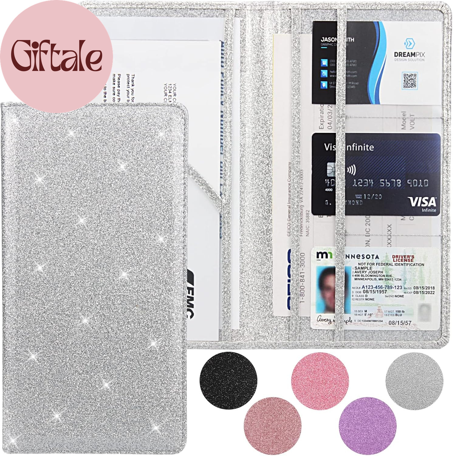 Car Registration And Insurance Holder, Premium Leather Insurance And Registratio