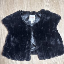 Cat Jack Kids Black Vest Faux Fur Shell Small 6/6X