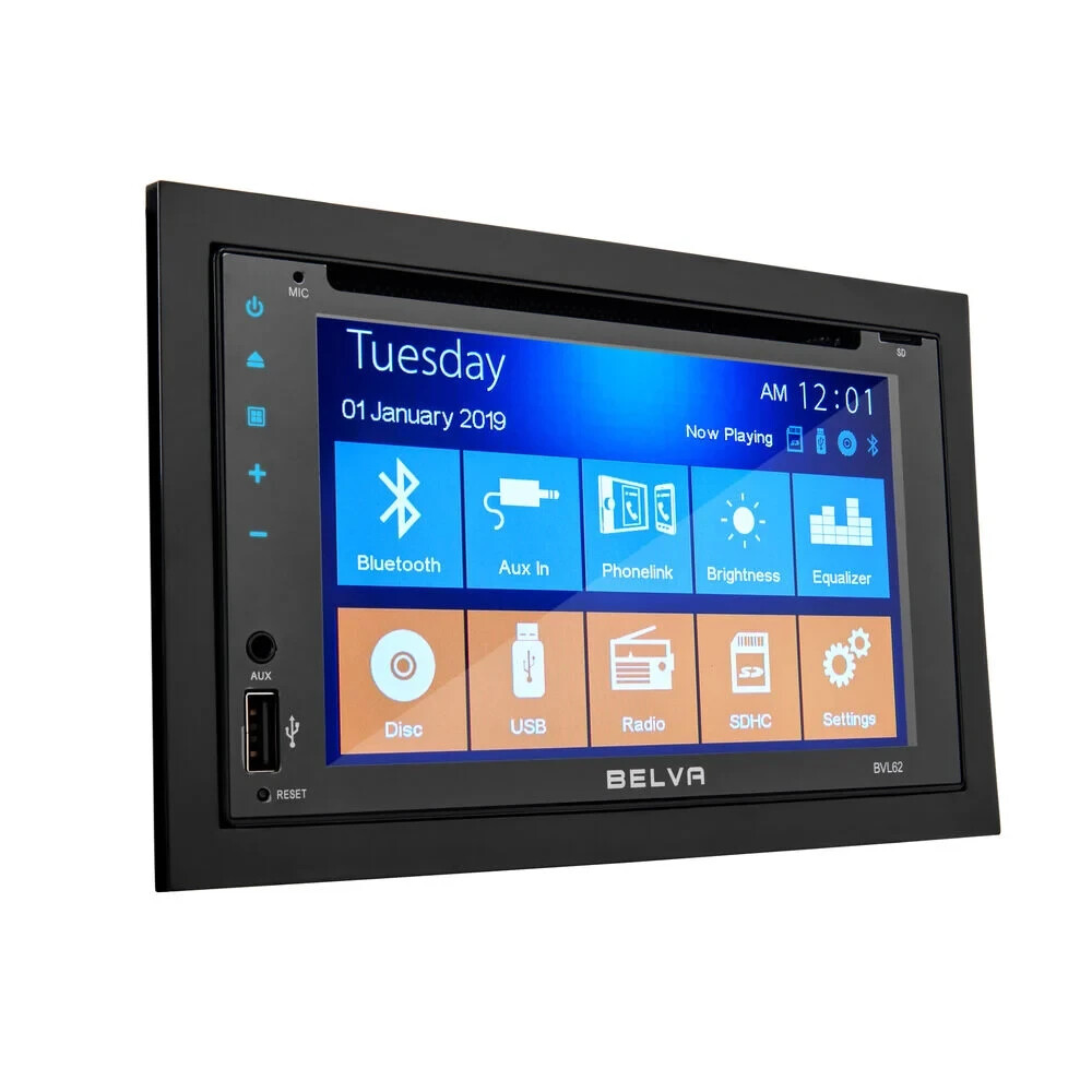 BVL62 6.2" Double DIN Touchscreen DVD Multimedia Receiver wi